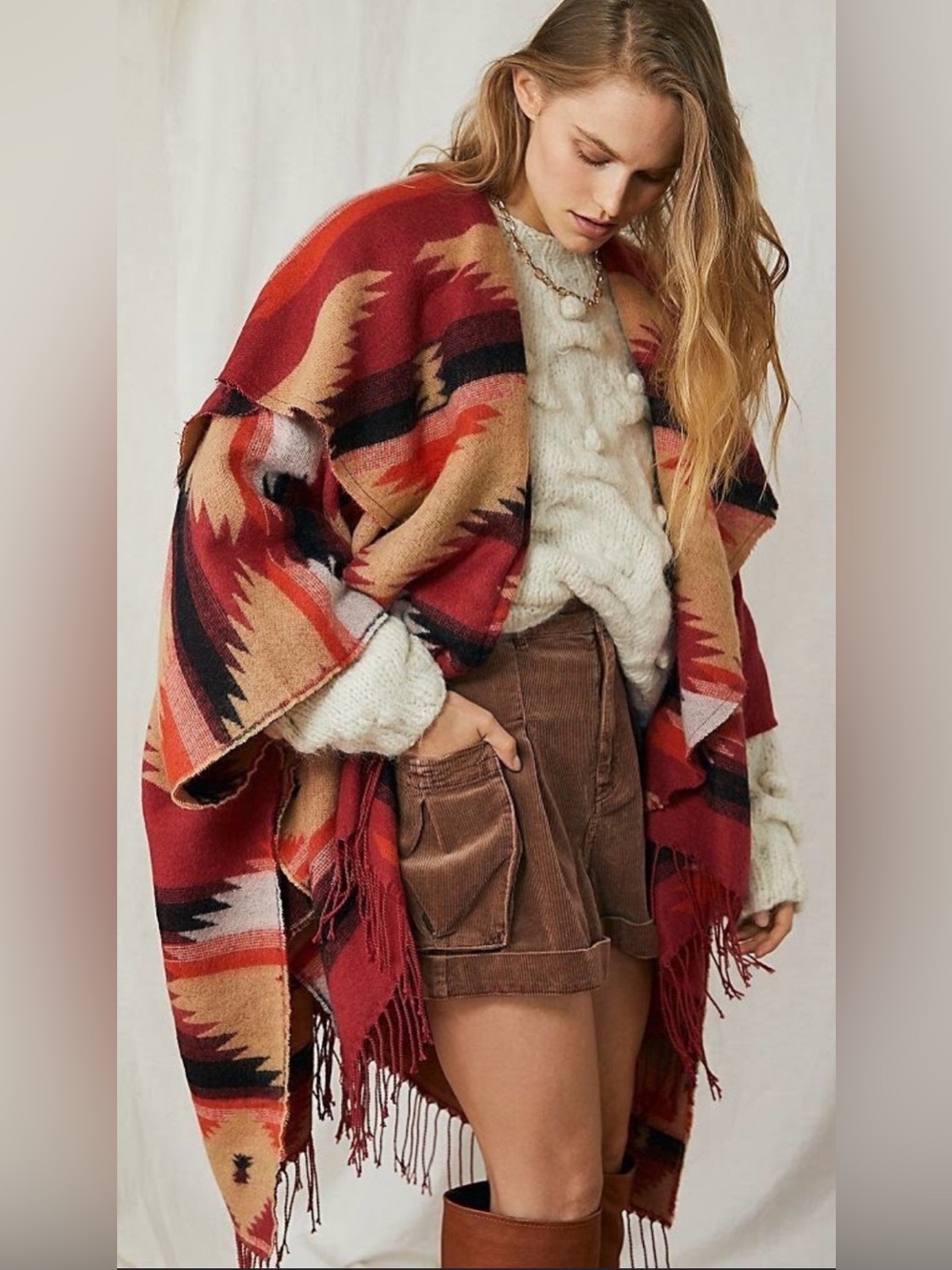Free People “Crossroads” Oversized Poncho